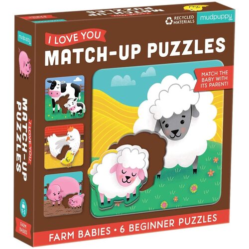 Mudpuppy - I Love U Match-Up Puzzles - Farm Babies