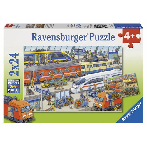 Ravensburger - Busy Train Station Puzzle 2x24pc